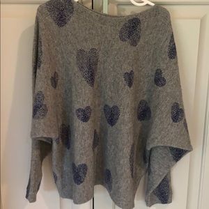 Girls Cashmere navy heart sweater